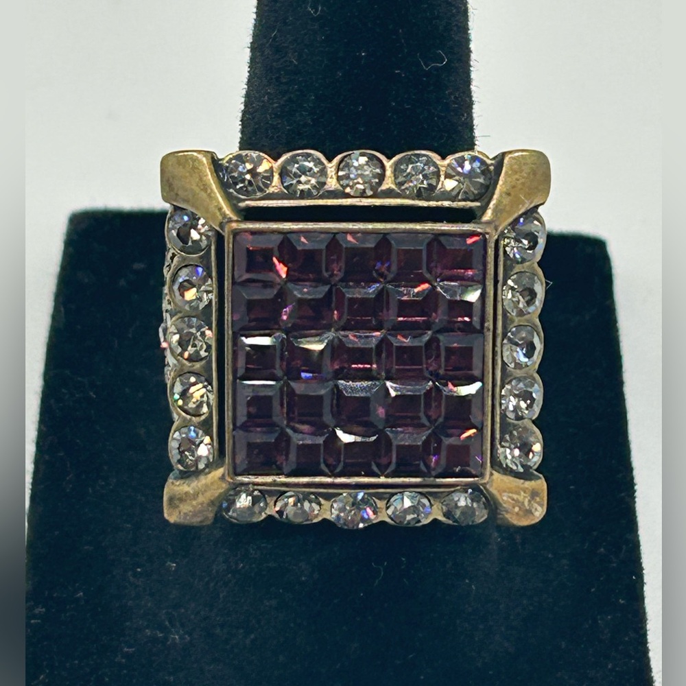 Vintage Heidi Daus Amethyst Crystal Ring     Sz 6.5